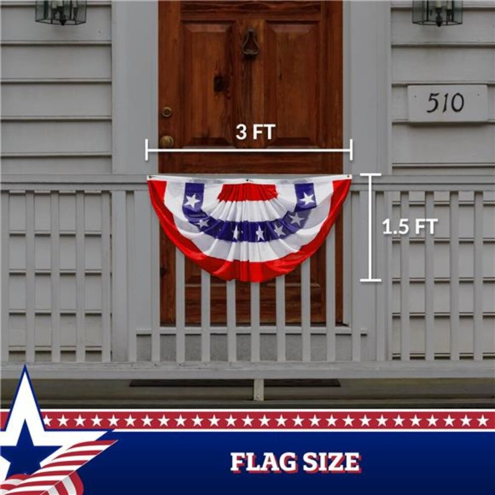 (1pk) 1.5x3 Ft American Fan Flag USA Bunting Patriotic Decoration 4th of July